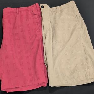 Red and Tan Textured Shorts Set 38